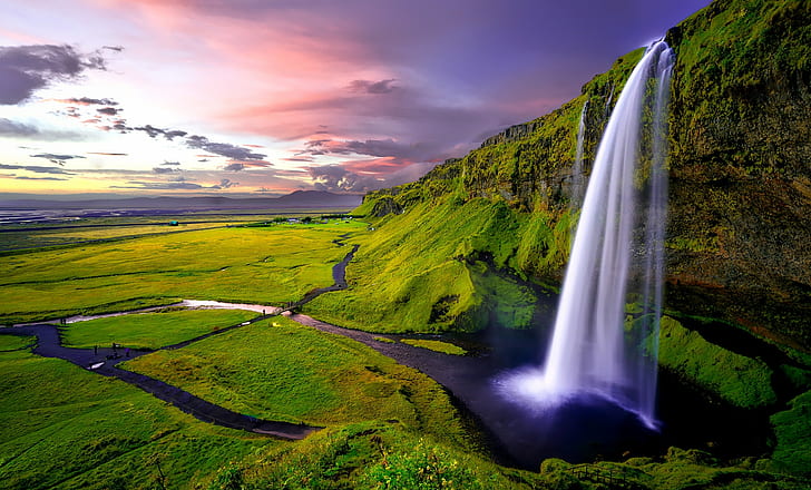 landscape, nature, waterfall, Iceland, Seljalandsfoss Waterfall