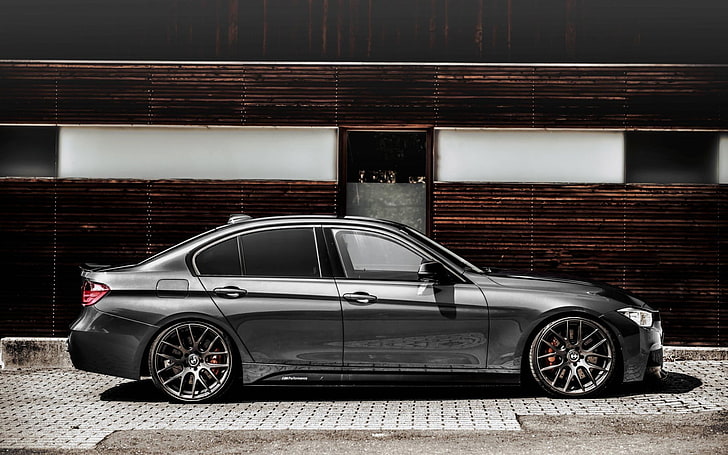 black sedan, car, BMW, Stance, Stanceworks, F30, motor vehicle, HD wallpaper