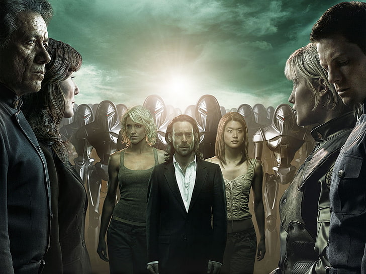 Battlestar Galactica, Cast, TV, tv series, Tricia Helfer, James Callis, HD wallpaper