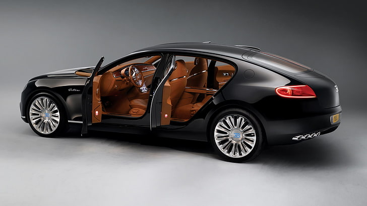 black car, Bugatti, Bugatti 16C Galibier, vehicle, simple background