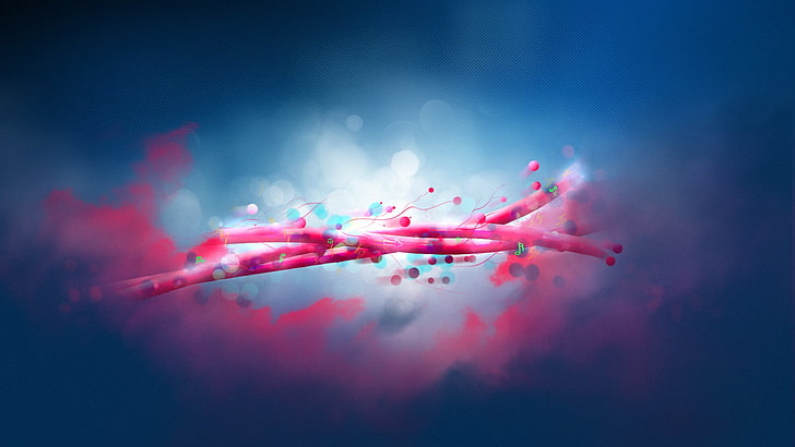 pink and blue nerve painting, artwork, abstract, digital art