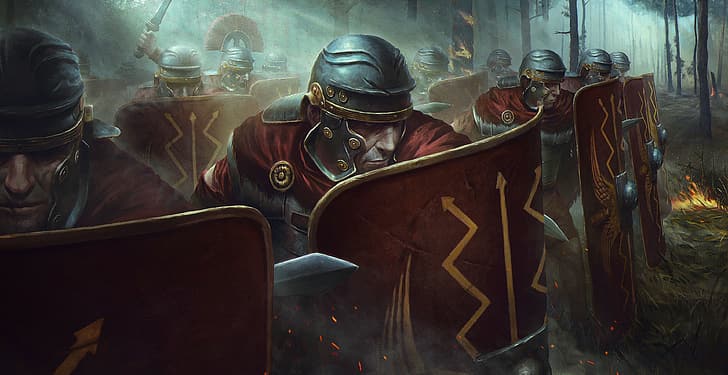 Soldiers, Warriors, Shield, Army, Legion, Video Game, Total War: Rome II, HD wallpaper