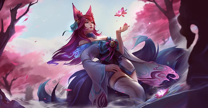 Ahri (League of Legends), fantasy girl, video games, video game girls