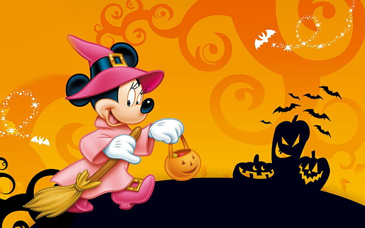 Minnie Mouse during Halloween, minnie mouse on with costume wallpaper