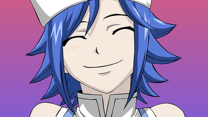 Lockser Juvia, Fairy Tail, smiling, purple background, blue hair