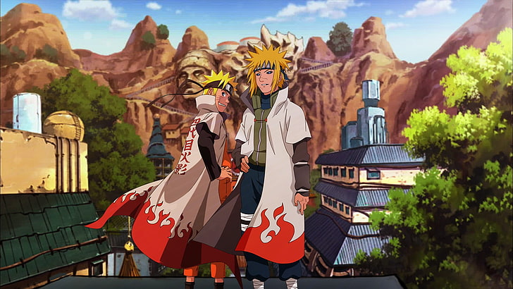 Uzumaki Naruto and Minato, Naruto Shippuuden, Hokage, Namikaze Minato, HD wallpaper