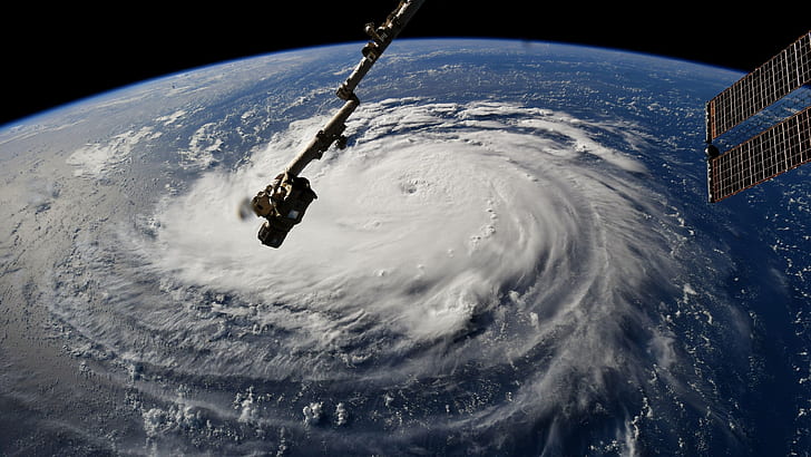 spiral, eye of the storm, florence, hurricane florence, space photography, HD wallpaper