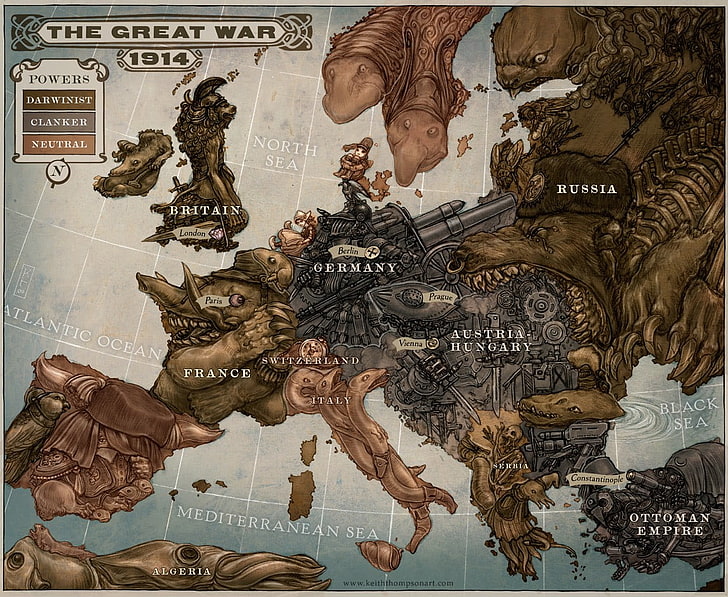 brown and black The Great War-printed map, leviathan, art and craft, HD wallpaper
