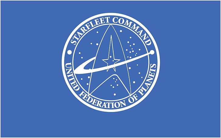 United Federation of Planets logo, Star Trek, clock, blue, time