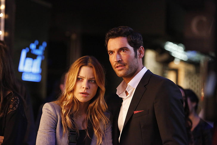 lucifer, tv shows, two people, men, adult, city, young adult