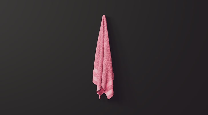 Minimal Towel Red 4K, pink face towel, Artistic, 3D, render, blender