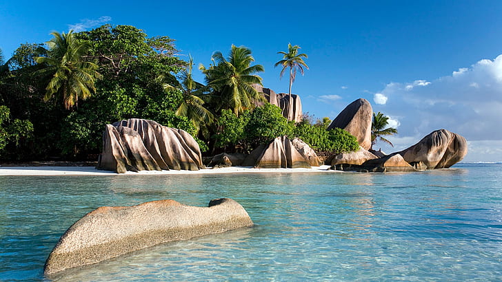 Seychelles tropical Islands South Africa Sea Shores beach rocks Hd Wallpapers 1920×1080, HD wallpaper