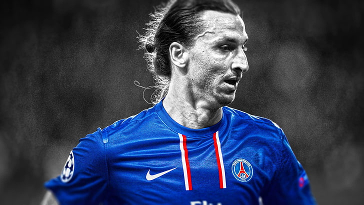 grayscaled photo of man, Zlatan Ibrahimovic, Paris Saint-Germain, HD wallpaper