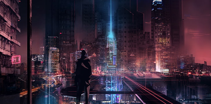 Futuristic cyber city with this captivating 4K wallpaper 26481512