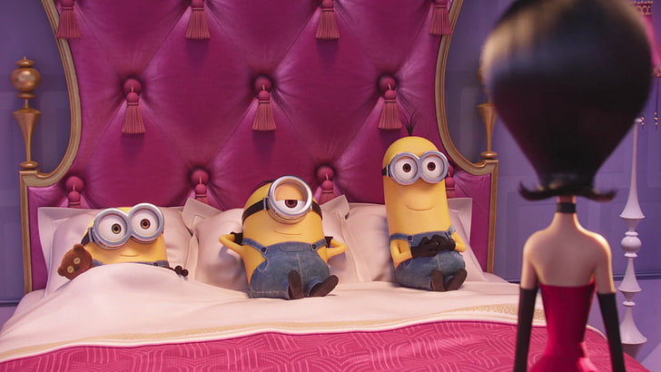 Movie, Minions, Bed, Bob (Minions), Cute, Kevin (Minions), Pink