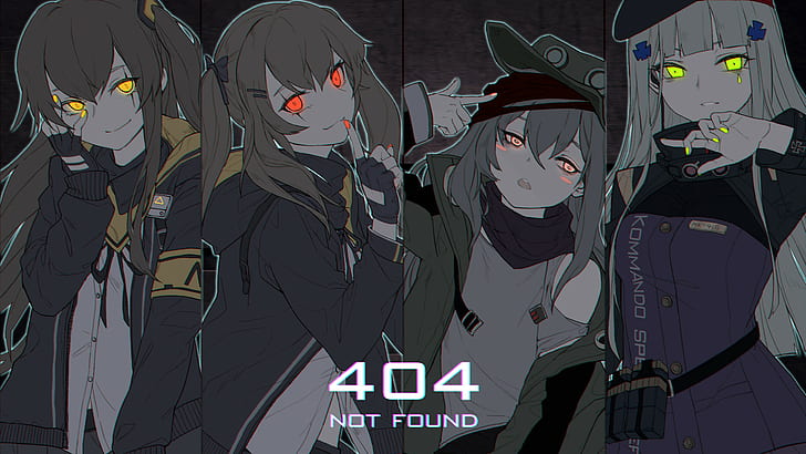 404 Not Found, Girls Frontline, anime girls, glowing eyes, HD wallpaper