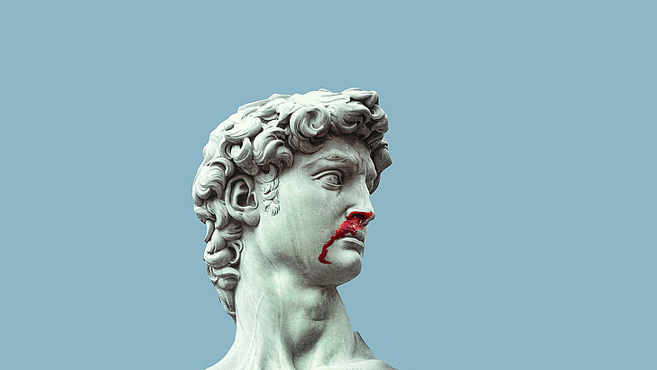 Statue of David, marble, blood, sculpture, art and craft, representation, HD wallpaper