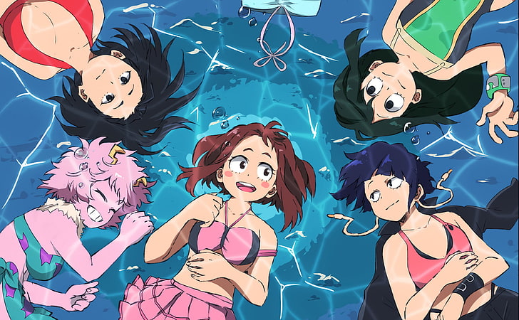 five female characters wallpaper, Anime, My Hero Academia, Bikini
