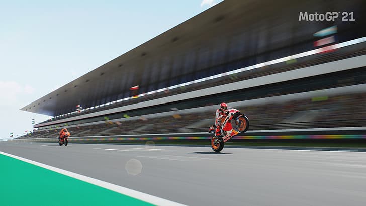Moto GP, motorcycle, Racing Motorcycle, Marc Marquez, Wheelie, HD wallpaper