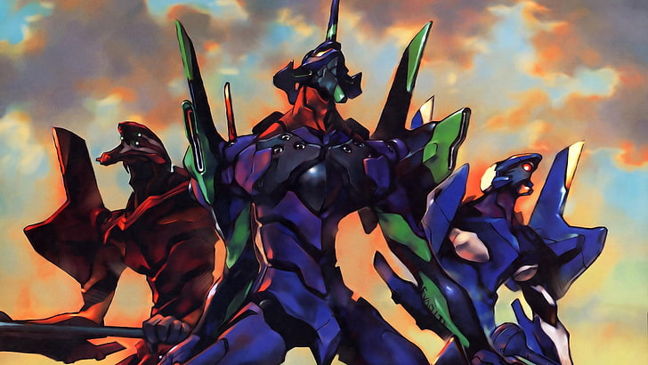 blue and red robots illustration, Neon Genesis Evangelion, EVA Unit 00, HD wallpaper