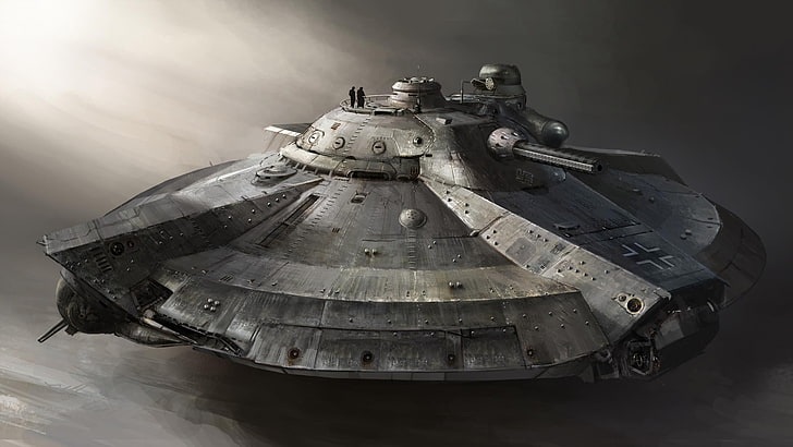 gray spaceship, army, military, transportation, mode of transportation, HD wallpaper