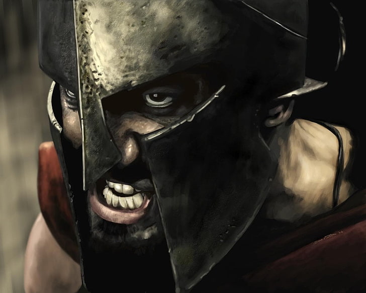 King Leonidas illustration, Movie, 300, 300 (Movie), Gerard Butler