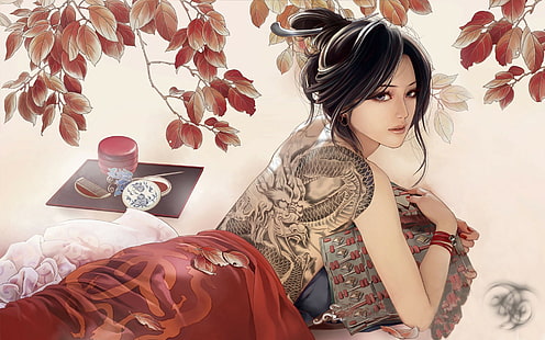 Women Warriors female china tattoo cherry blossom women warrior  crow HD wallpaper  Peakpx