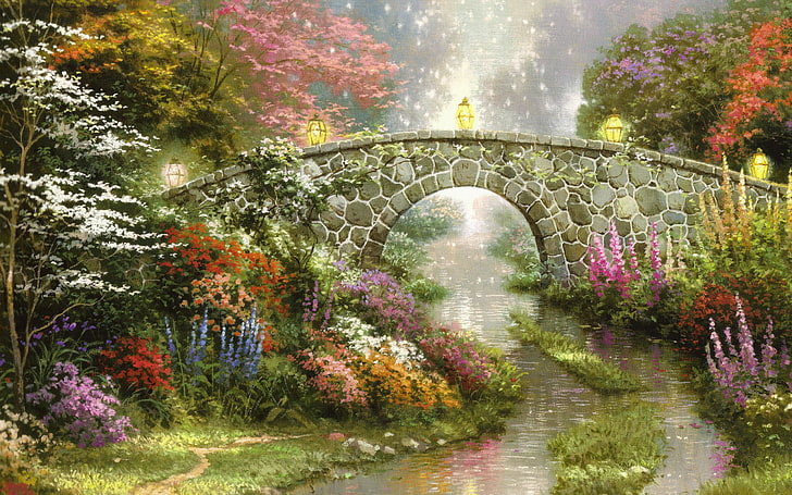HD wallpaper: nature, plant, tree, beauty in nature, bridge, water, flower  | Wallpaper Flare