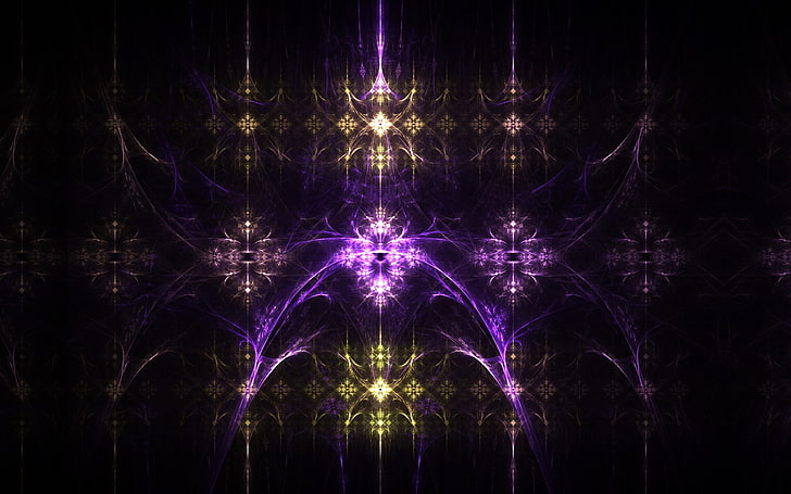 purple and yellow lights digital wallpaper, fractal, mathematics, HD wallpaper
