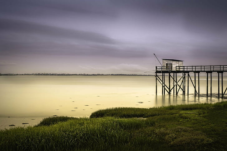 shed on dock body of water, fouras, fouras, Charente Maritime, HD wallpaper