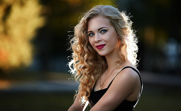 women, model, Sergey Baryshev, blue eyes, blonde, long hair, HD wallpaper