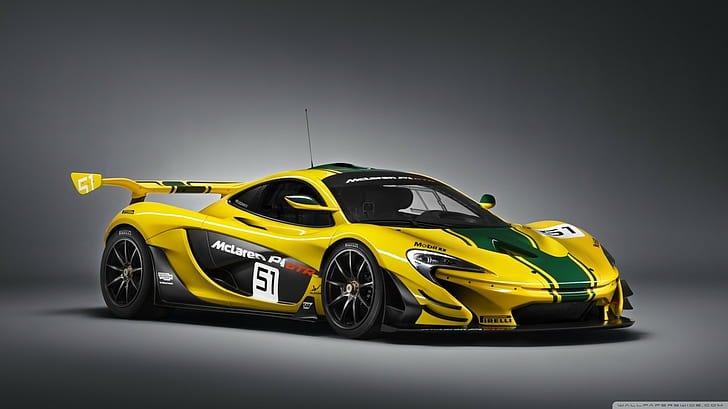 McLaren P1, Yellow, Racecar, Speed, HD wallpaper