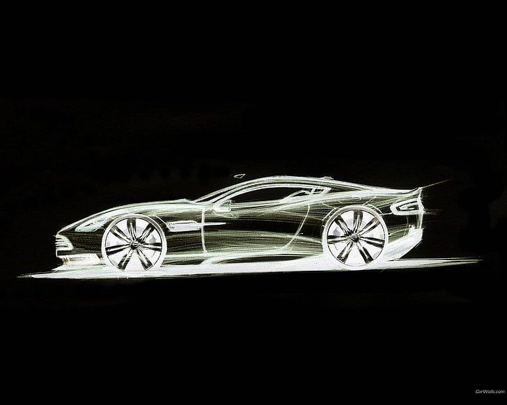 concept cars, Aston Martin, copy space, no people, black background