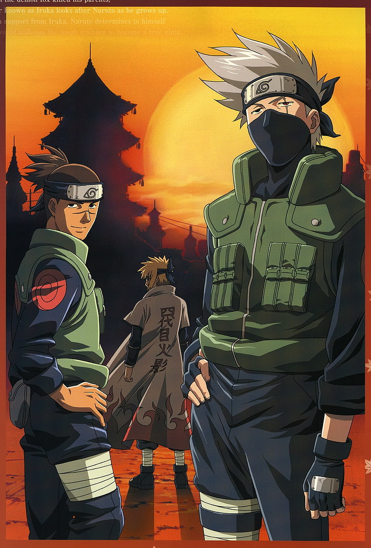 Naruto Shippuuden, Umino Iruka, Hatake Kakashi, Namikaze Minato, HD wallpaper