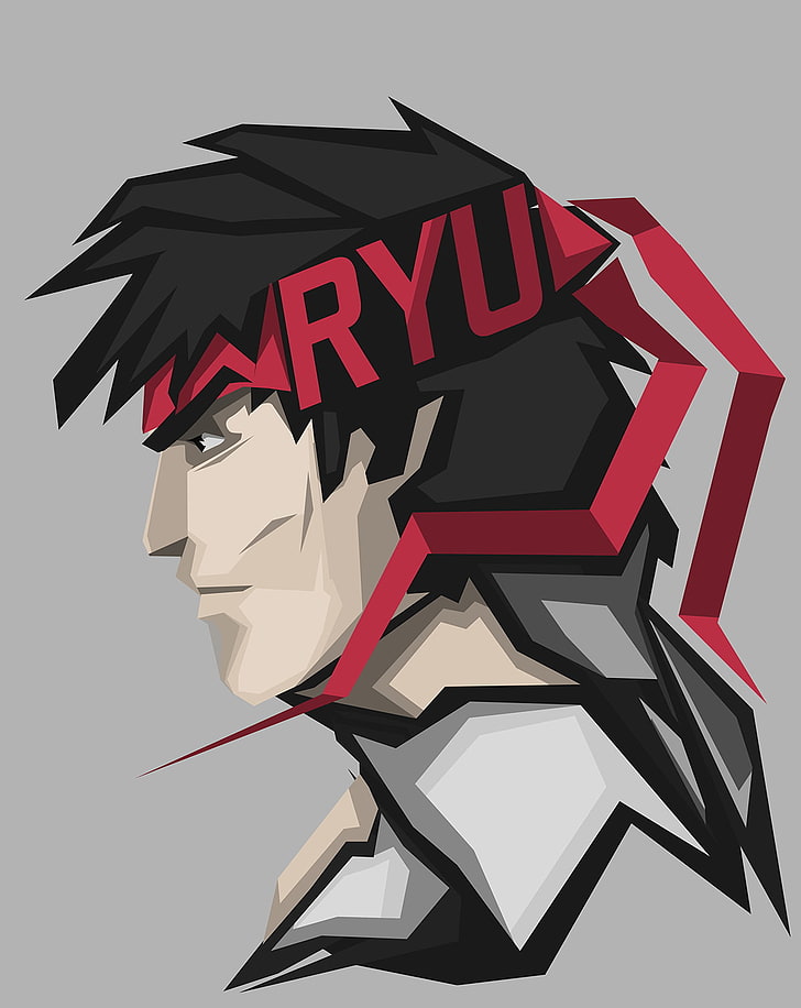 Ryu (Street Fighter), Capcom, gray background, studio shot