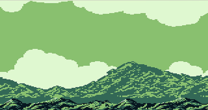 HD wallpaper: green mountain illustration, GameBoy, vintage, pixel art,  green color | Wallpaper Flare
