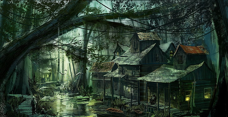 fantasy art, swamp