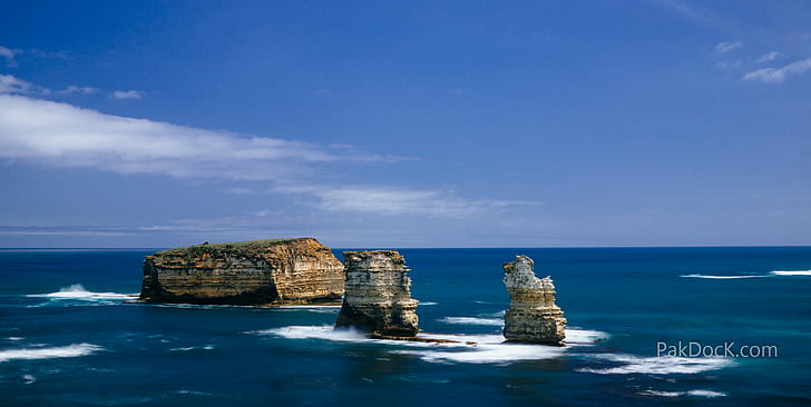 sunlight over stone island and ocean, australia, australia, Bay of Islands, HD wallpaper
