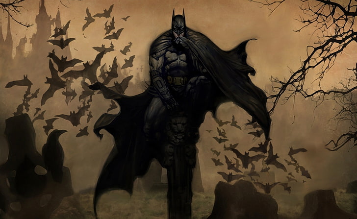 Batman Drawing, DC Batman poster, Artistic, Fantasy, Dark, Bats, HD wallpaper