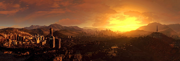 Video Game, Dying Light, City, Harran (Dying Light), Sunset