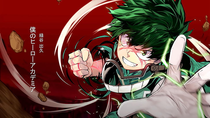 green haired male anime character illustration, Midoriya Izuku, HD wallpaper