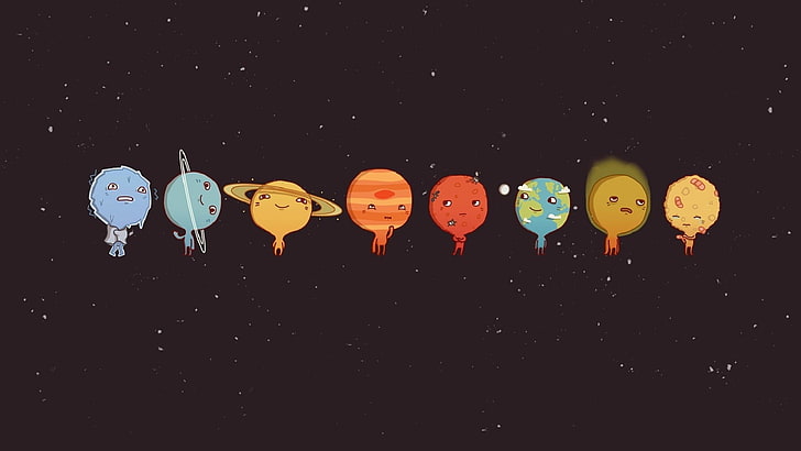Earth, Mars, Mercury, minimalism, Moon, Pluto, solar system