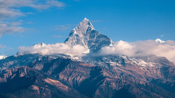 mountain, pokhara, nepal, himalaya, machapuchare, machhapuchhare, HD wallpaper