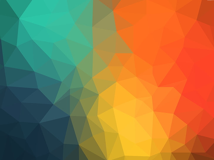 orange and multicolored geometric digital wallpaper, bright, background, HD wallpaper