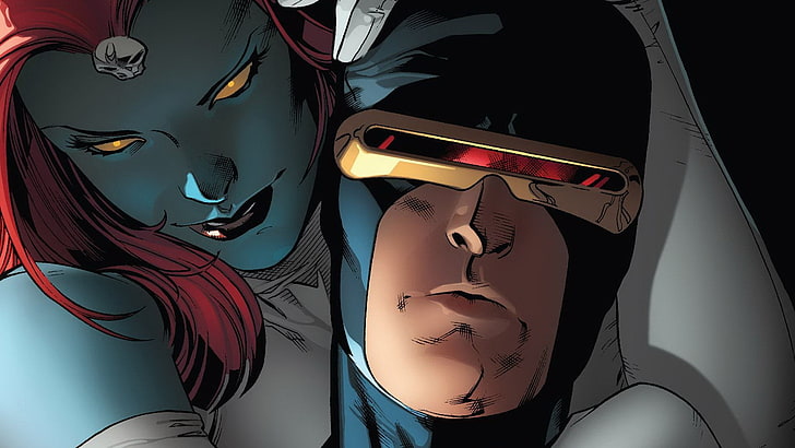 X-Men Cyclops and Mystic, Mystique, superheroines, Marvel Comics