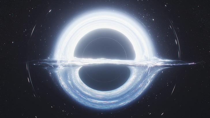 round white light illustration, space, sky, black holes, planet