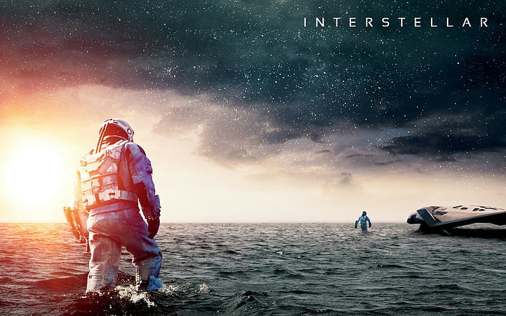 Interstellar, Movie, interstellar astronaut, water, ship, Ocean