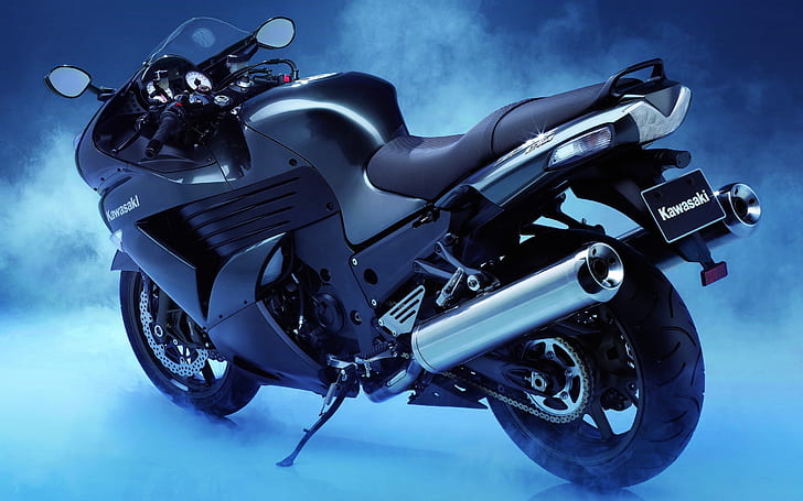 Kawasaki Ninja Black, black and white sports bike, HD wallpaper