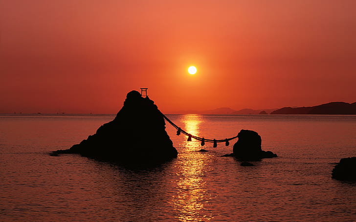 dusk, Japan, sea, HD wallpaper