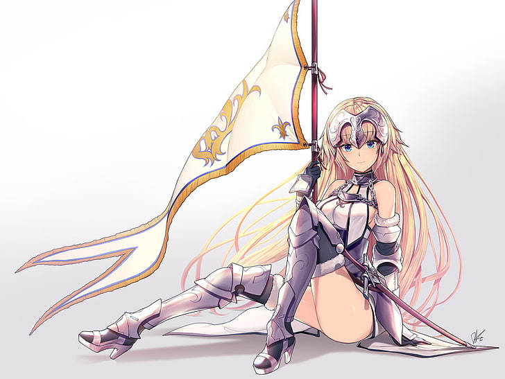girl with sword Anime character, Fate/Grand Order, Jeanne d'Arc, HD wallpaper